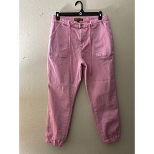Judy Blue Pink Garment Dyed Denim Joggers High Rise Drawstring 13/31 A1004